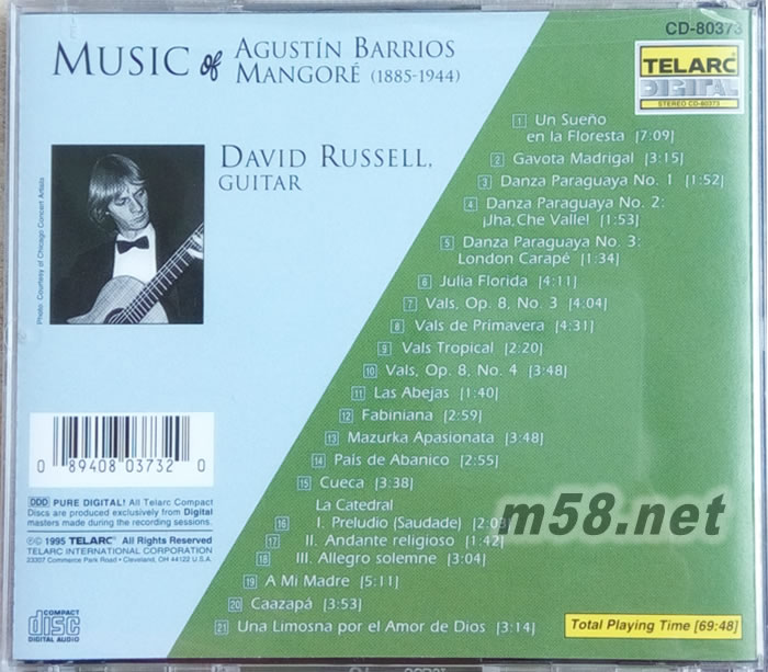 GUITAR MUSIC BARRIOS 吉它專輯背面圖片