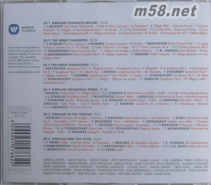 100 Best Karajan 卡拉揚百分百套裝專輯背面圖片