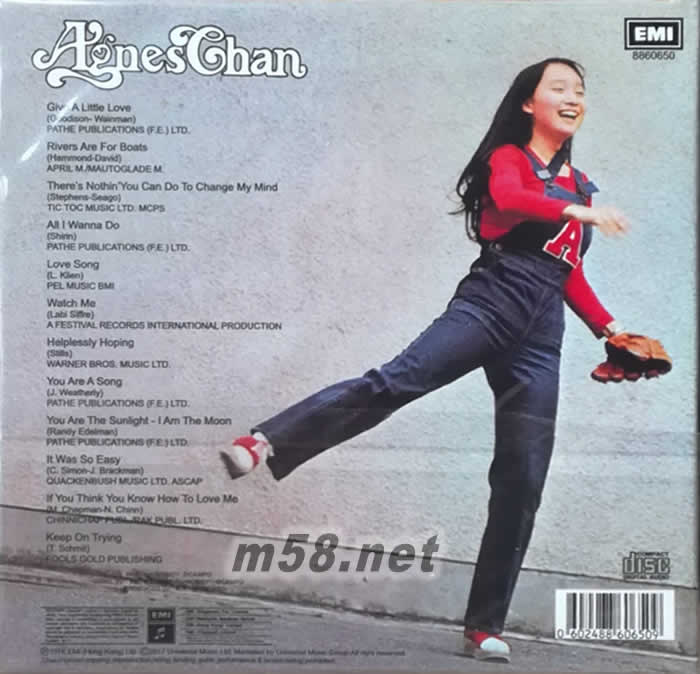 Agnes Chan.BTB - Give A Little Love (1976) CD首度出版 環球復黑王專輯背面圖片