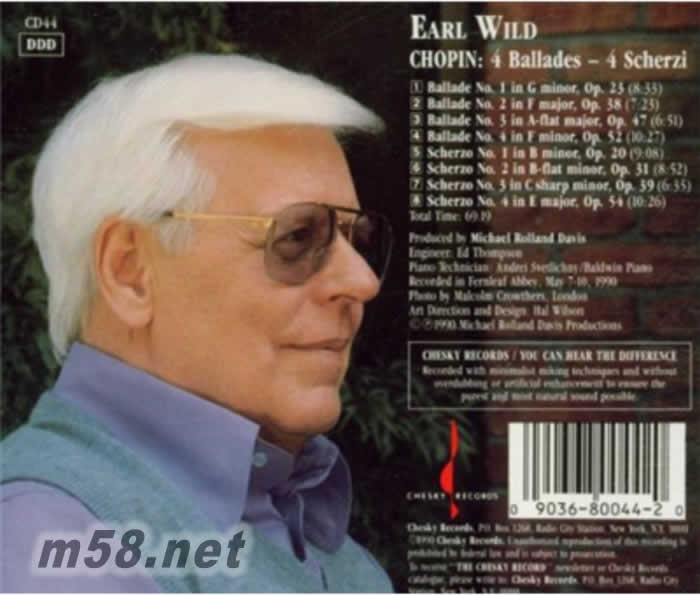 Chopin: 4 Ballades; 4 Scherzi 蕭邦:4首敘事曲;4首諧謔曲專輯背面圖片