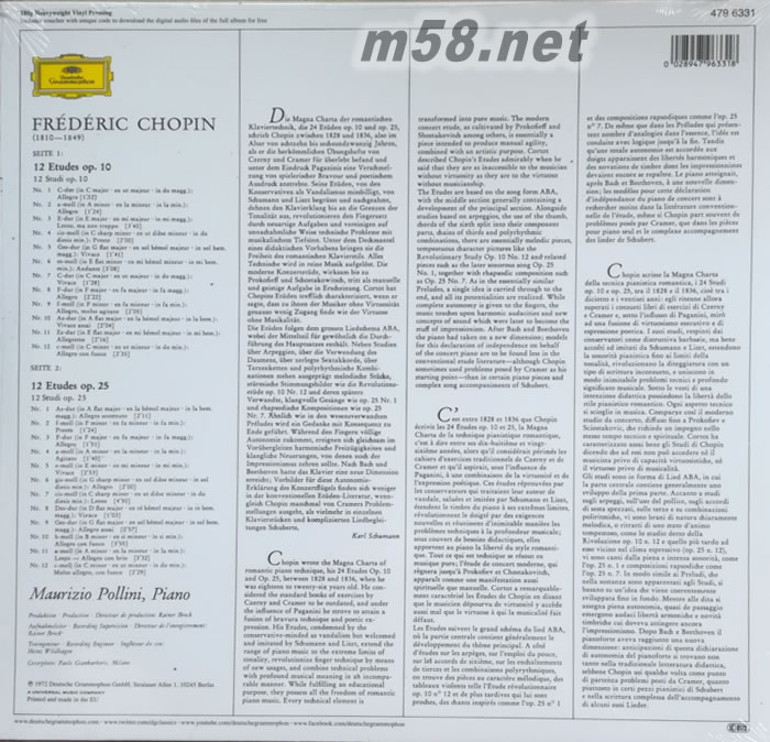 Chopin: 24 Etudes Op. 10 & Op. 25 2016 黑膠專輯背面圖片
