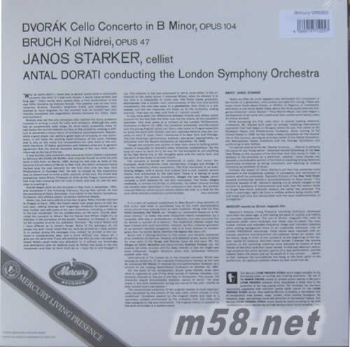 DVORAK VIOLINCELLO CONCERTO 德沃夏克:大提琴協奏曲 克塔克大提琴 黑膠專輯背面圖片