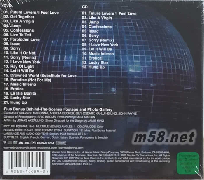 The Confessions Tour(DVD+CD)專輯背面圖片