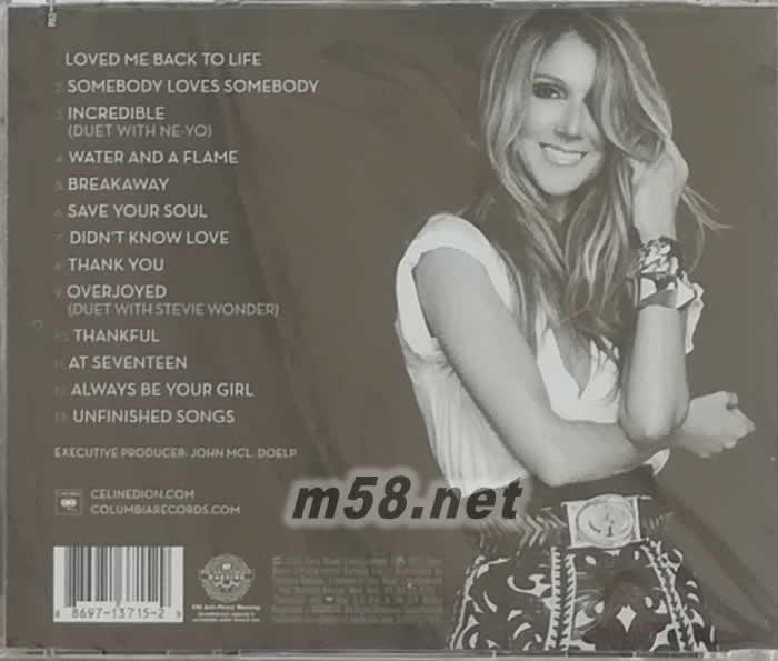 Loved Me Back To Life (美版)專輯背面圖片