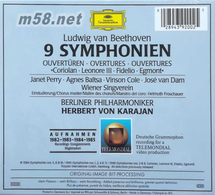 貝多芬交響曲全集(卡拉揚指揮)Beethoven: 9 Symphonien (6CD套裝)專輯背面圖片