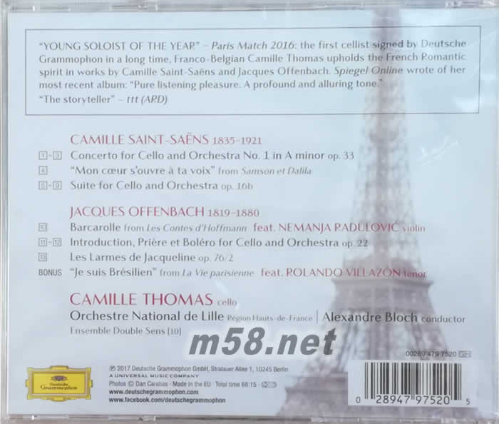 Enchantee Camille Thomas(40位大提琴家合輯)專輯背面圖片