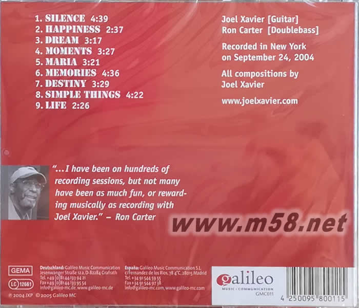 花渡爵士Joel Xavier&Ron Carter 拉丁吉他二重奏(貝斯與吉它)專輯背面圖片