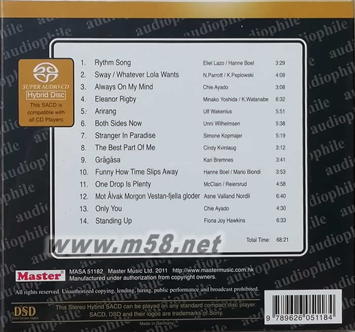 明達頂級發燒精選 MASTER SUPERIOR 2011 SACD專輯背面圖片