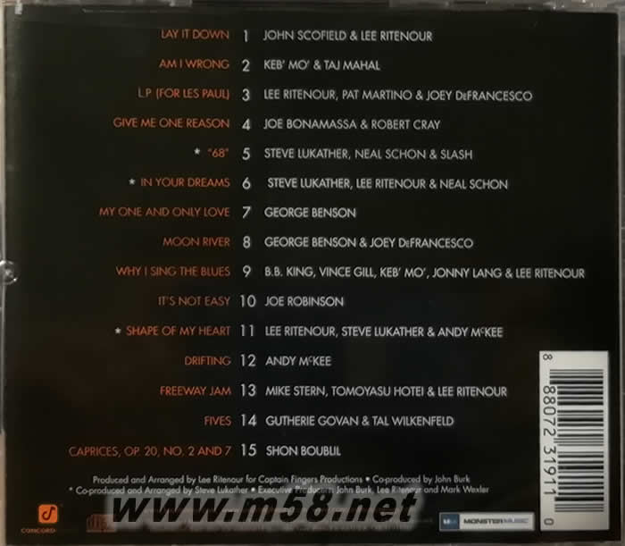 6 String Theory 爵士吉它手專輯背面圖片