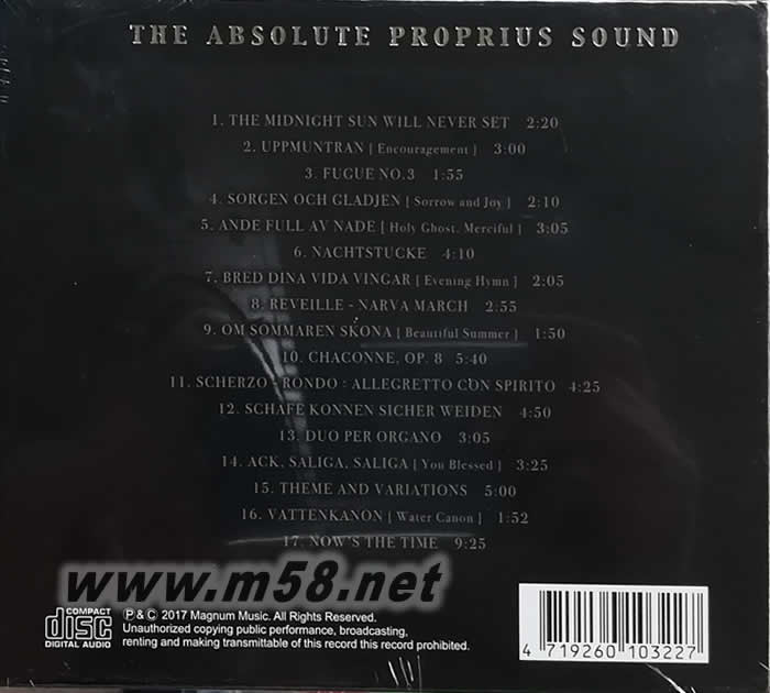 寶碟 THE ABSOLUTE PROPRIUS SOUND 精選十七首名盤作品專輯背面圖片