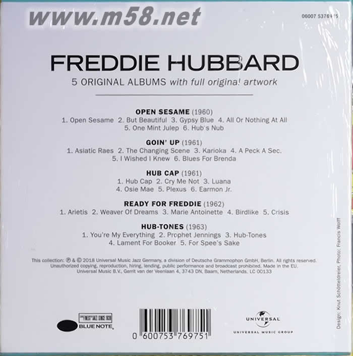 FREDDIE HUBBARD 5 Original Albums 叱吒風(fēng)云小號(hào)巨匠 5CD王盤套裝 爵士經(jīng)典百年傳承專輯背面圖片