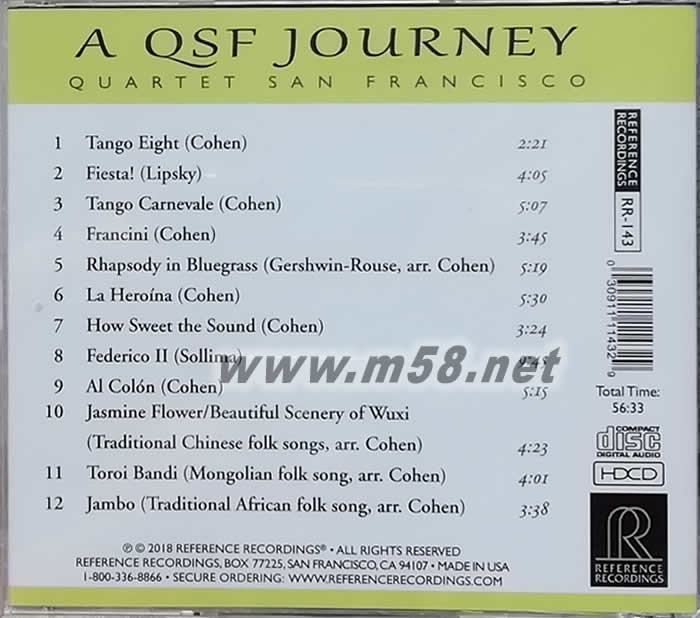 A QSF Journey Quartet San Francisco三蕃市四重奏 HDCD專輯背面圖片