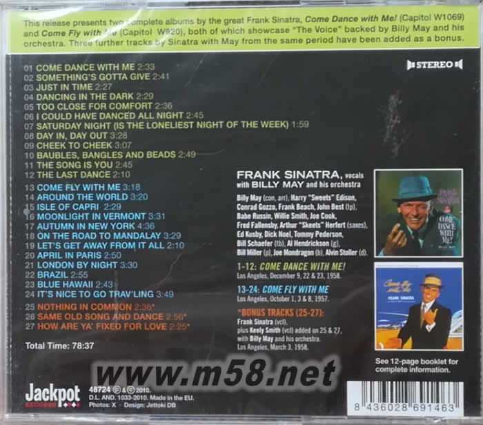 COME DANCE WITH ME COME FLY WITH ME(爵士大師五星系列)專輯背面圖片