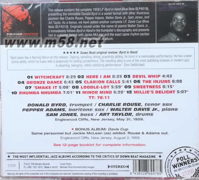 BYRD IN HAND 偉大的爵士小號手(爵士大師五星系列)專輯背面圖片