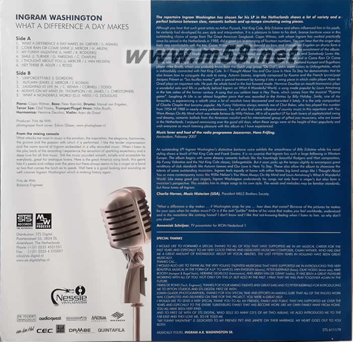 美國爵士男聲發(fā)燒天碟WHAT A DIFFERENCE A DAY MAKES 黑膠專輯背面圖片