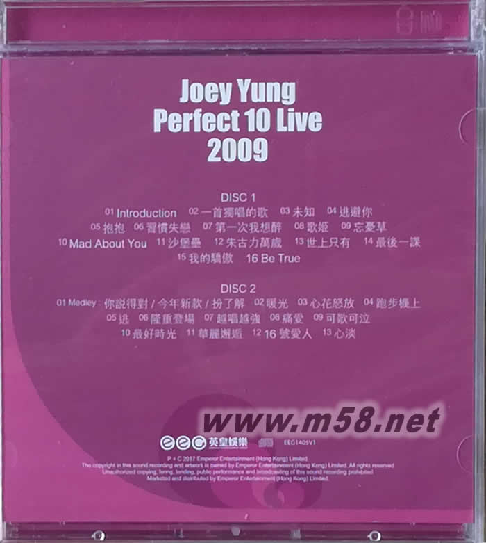 PERFECT 10 LIVE 2009 2CD 2018版專輯背面圖片
