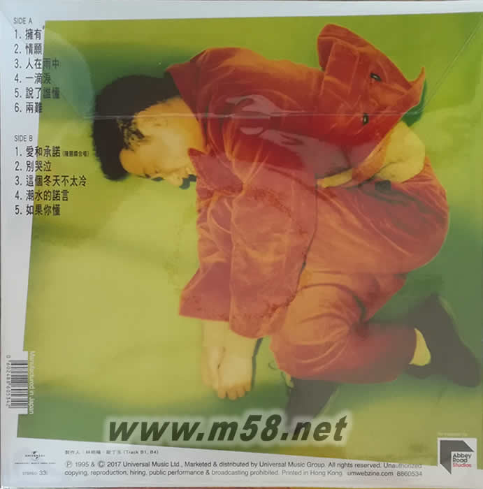 擁友 2017 黑膠 限量版專輯背面圖片