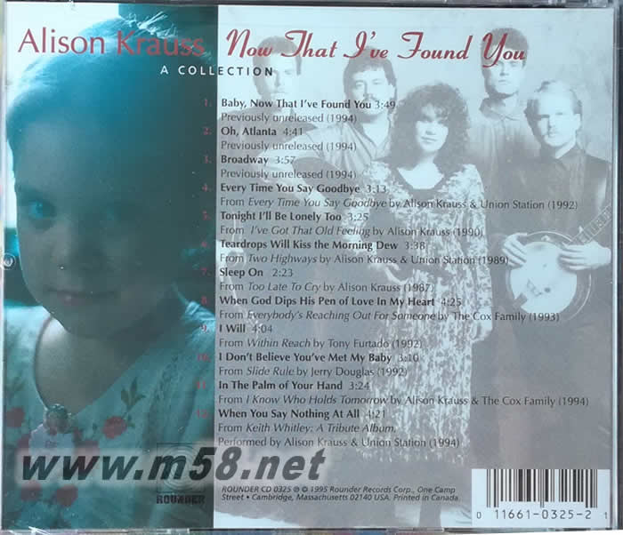 NOW THAT I‘VE FOUND YOU A COLLECTION 人海中遇見你(鄉(xiāng)村)歐版專輯背面圖片