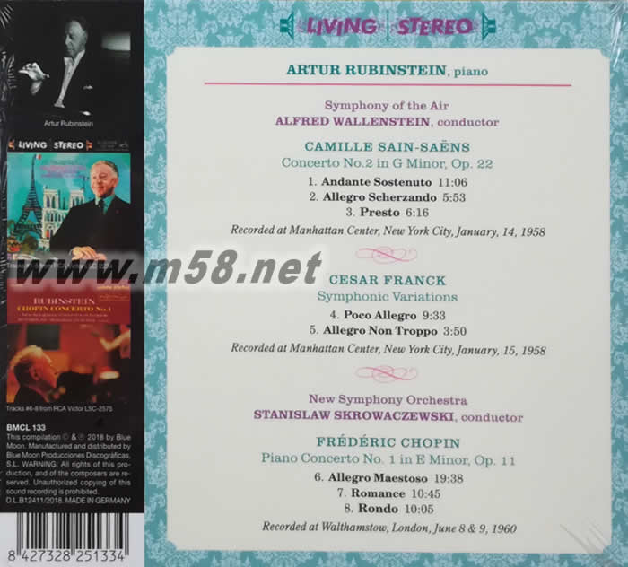 演奏圣桑,法蘭克,肖邦鋼琴曲 Sain-Saens Franck\Chopin 立體聲名盤(pán)(TAS專業(yè)推介發(fā)燒名盤(pán))專輯背面圖片