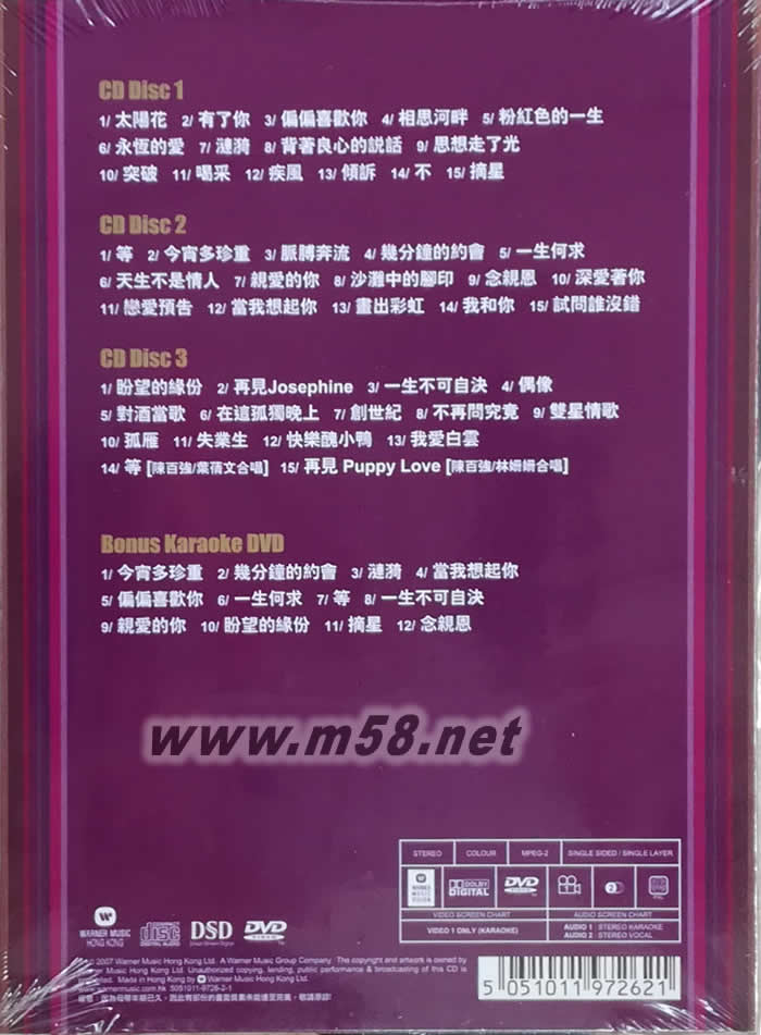 陳百強 華納最出色系列專輯背面圖片