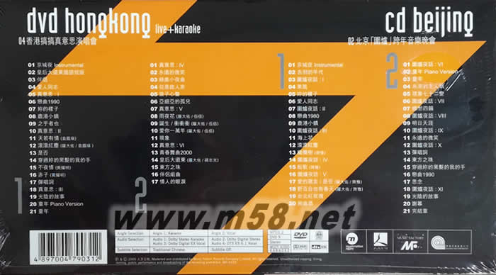 羅大佑北京-香港演唱會2KARAOKE DVD+2CD專輯背面圖片