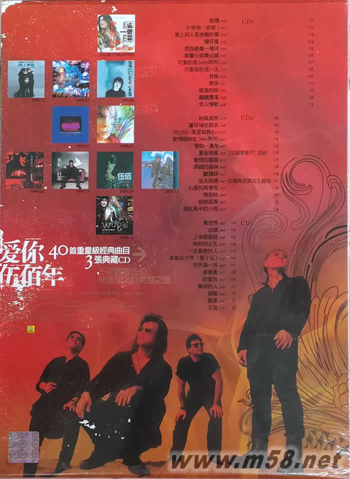 愛你伍佰年 世紀(jì)典藏原音精選40首 3CD專輯背面圖片