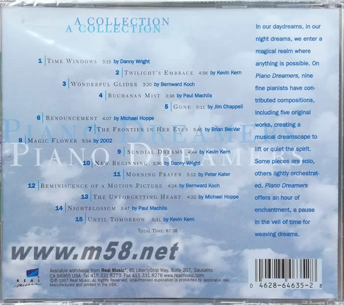 Piano Dreamers 鋼琴的天空 新世紀純音樂專輯背面圖片