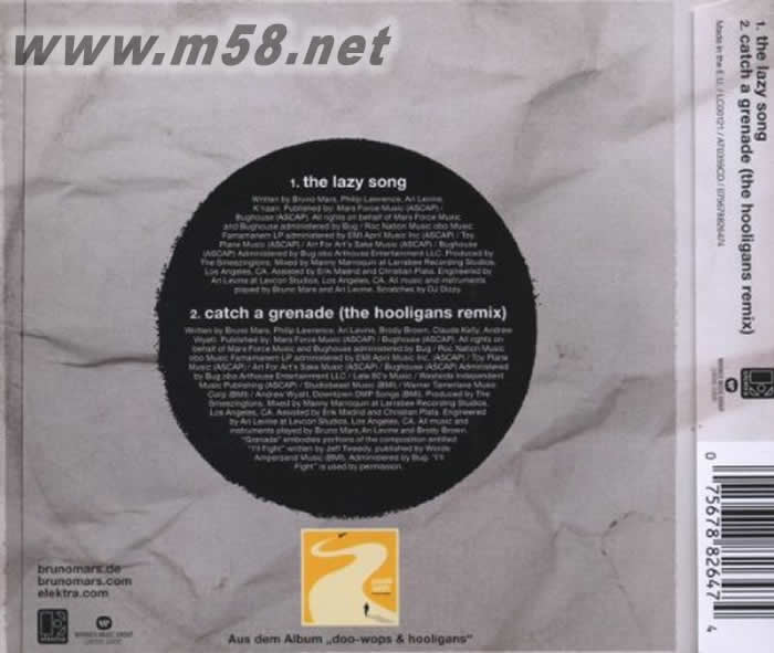 Lazy Song專輯背面圖片