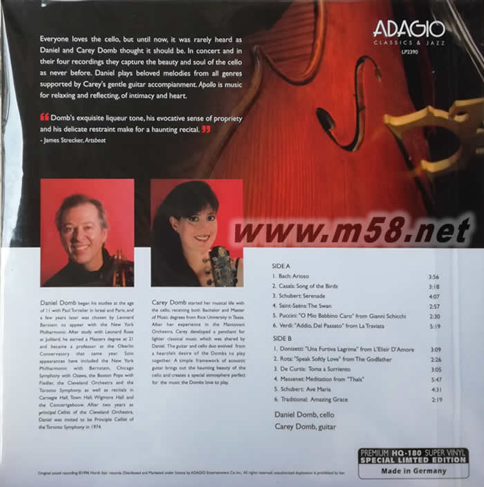 APOLLO 阿波羅 大提琴/吉他 黑膠唱片 劉漢盛推介專輯背面圖片