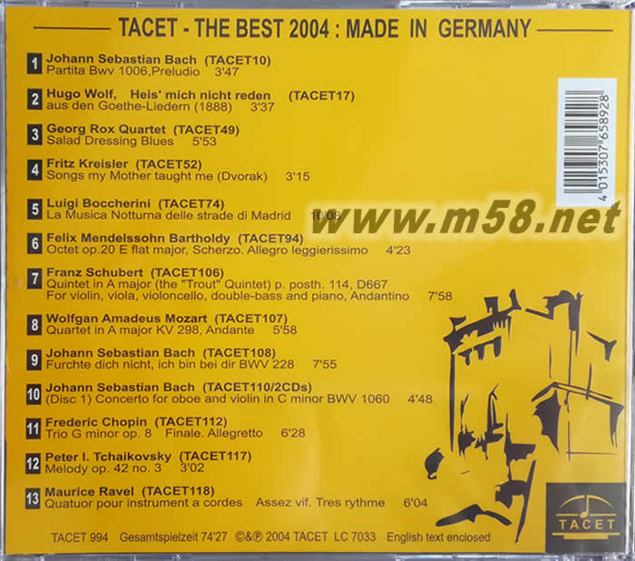 膽咪 2004年TACET真空管超級精選 德國試音寶監專輯背面圖片