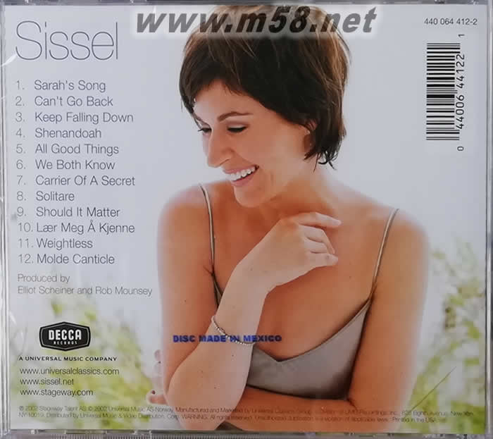 SISSEL 同名專輯(美版)專輯背面圖片
