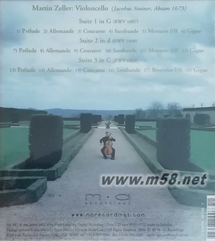 巴赫 無伴奏大提琴組曲 1 6 Suites & Violoncello Solo Senza Basso專輯背面圖片