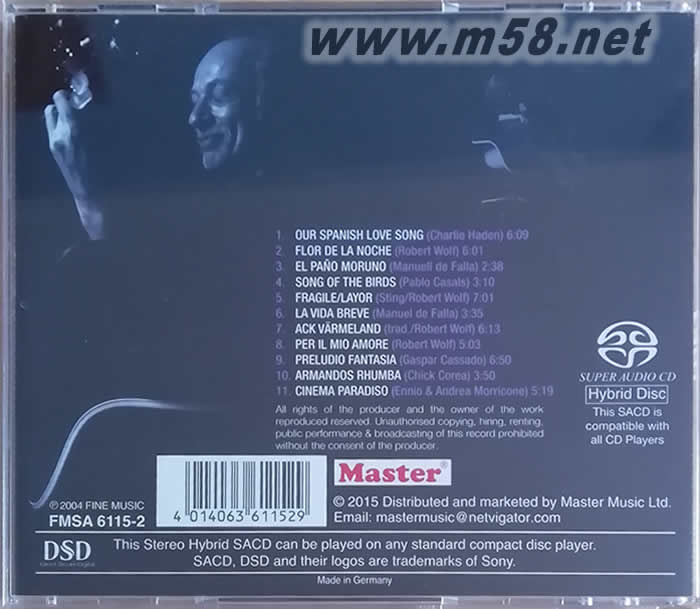 FARO吉他弦情(HI FI 吉它與大提琴)SACD 劉漢盛推介專輯背面圖片