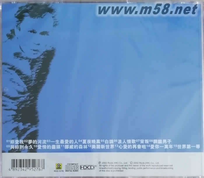 滾石香港黃金十年之伍佰精選專輯背面圖片