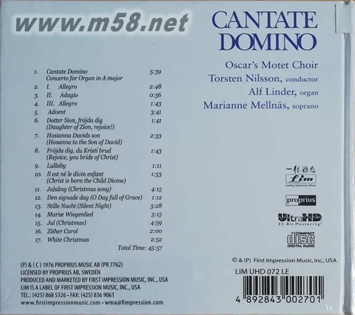 白教堂 CANTATE DOMINO ULTRAHD 限量版專輯背面圖片