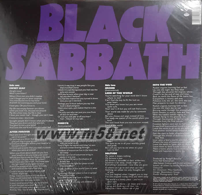 Master Of Reality Limited Edition 黑膠專輯背面圖片