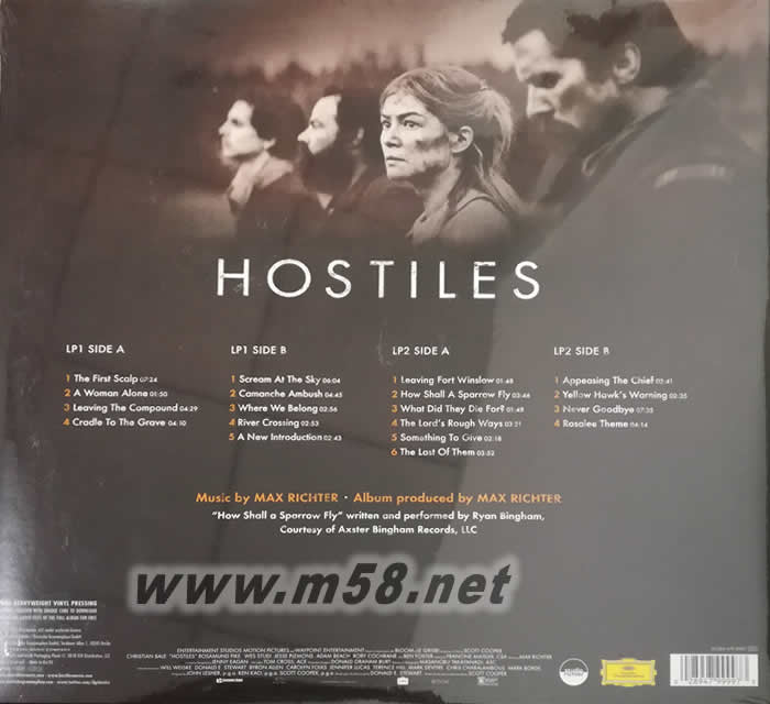 HOSTILES 敵對分子電影原聲 180g 33RPM LP 黑膠專輯背面圖片
