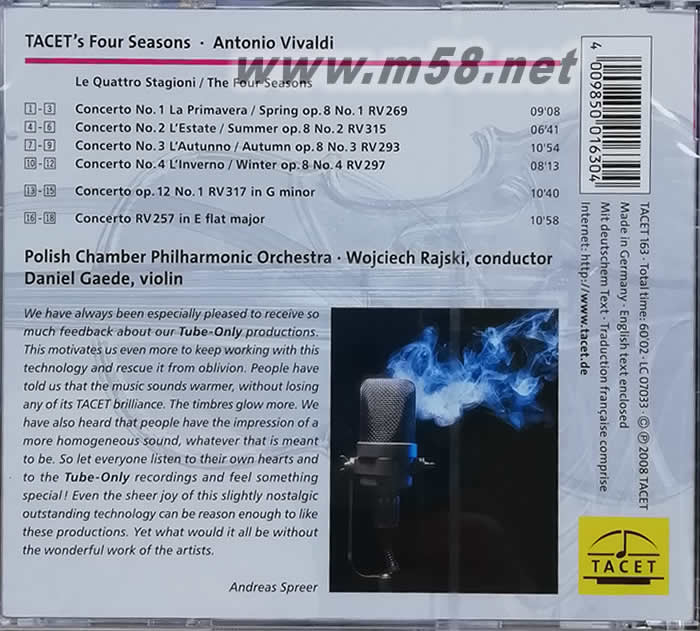 TACET’S FOUR SEASONS 膽咪四季專輯背面圖片