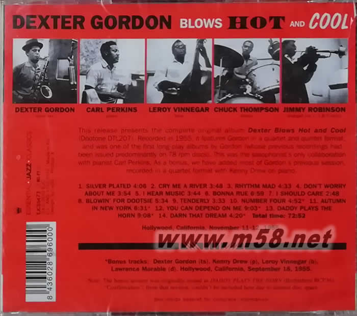 BLOWS HOT AND COOL(爵士大師五星系列)專輯背面圖片