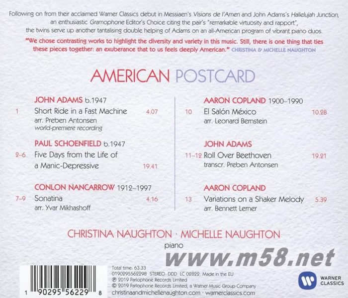 Christina Naughton, Michelle Naughton 美洲明信片 American Postcard專輯背面圖片