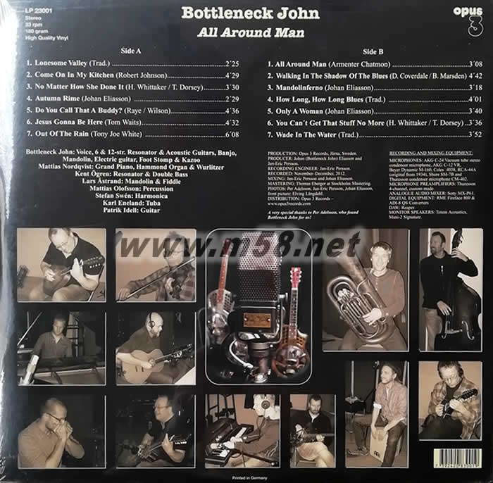 藍調吉他歌手 - 感性男兒All Around Man 黑膠(瑞典OPUS 3 發燒工作室)專輯背面圖片