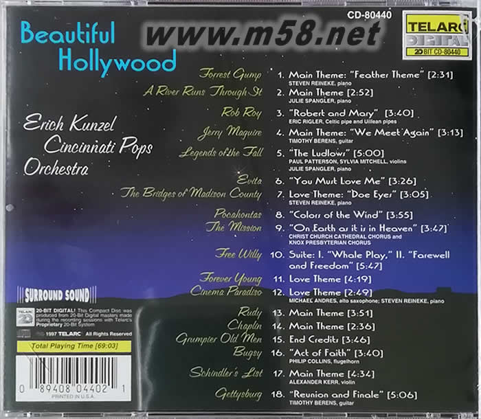 Beautiful Hollywood 美麗好萊塢電影音樂(lè)精選專輯背面圖片