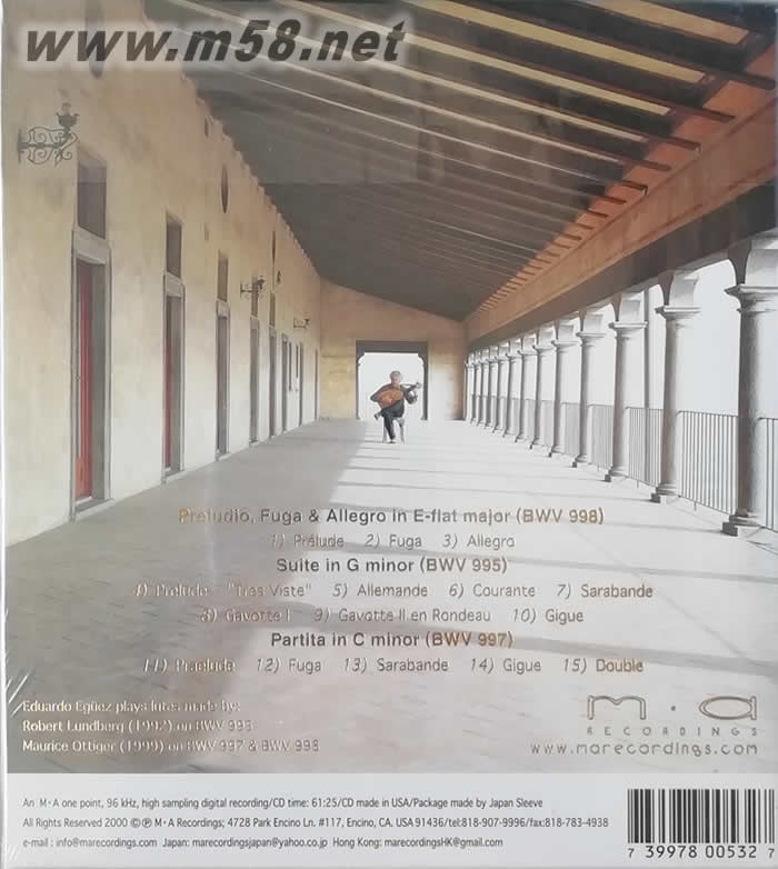 巴赫與魯特琴的邂逅 第一集The Lute Music of J.S. Bach - Vol. 1 / Eduardo Egüez專輯背面圖片