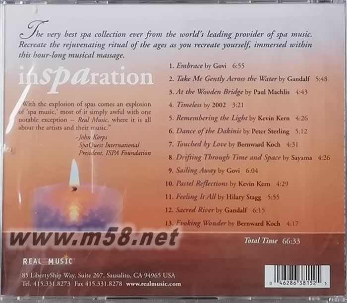 In spa ration 水療音樂精選專輯專輯背面圖片