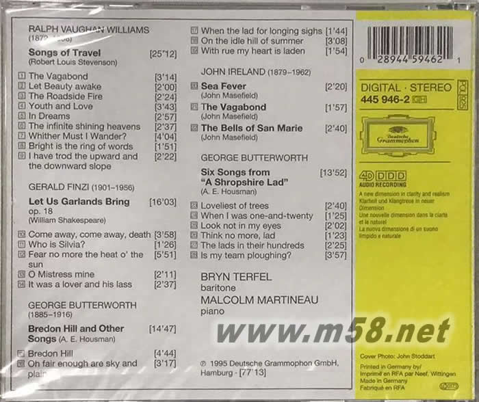 沃恩·威廉斯:旅人之歌 Malcolm Martineau The Vagabond/Songs Of Travel/專輯背面圖片