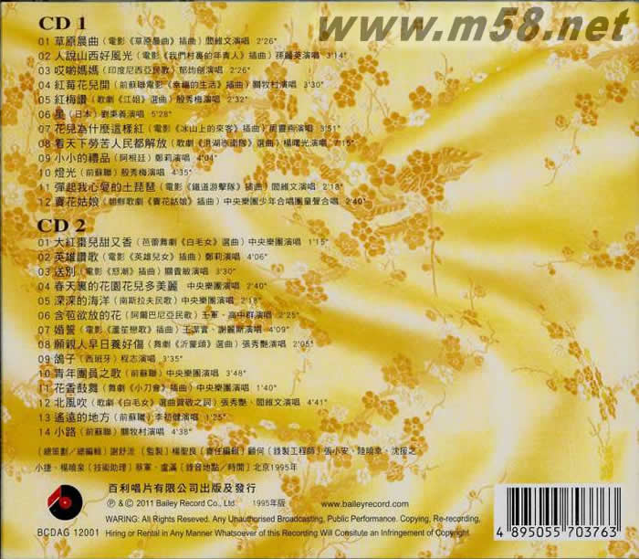 中外抒情金曲 懷舊系列 金碟專輯一專輯背面圖片