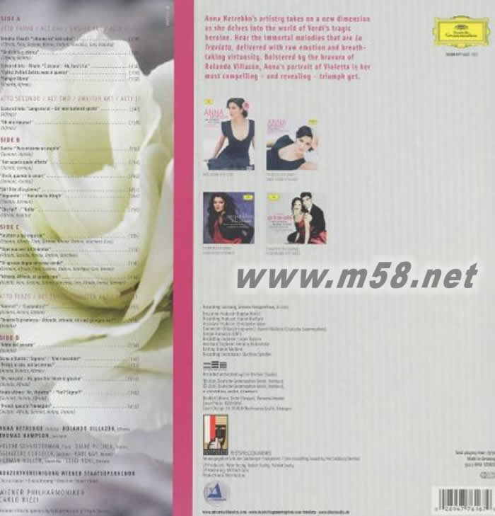 茶花女詠嘆調與二重唱精選Violetta 180g 33RPM LP 黑膠專輯背面圖片