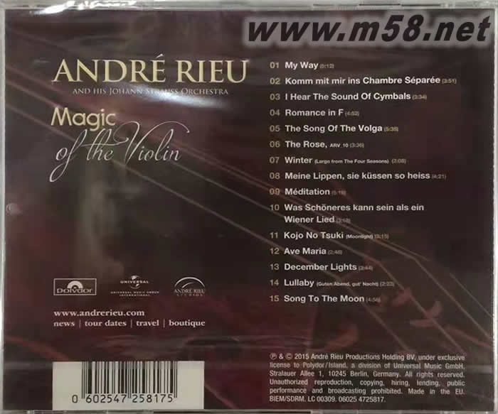 Magic Of The Violin 魔法小提琴專輯背面圖片