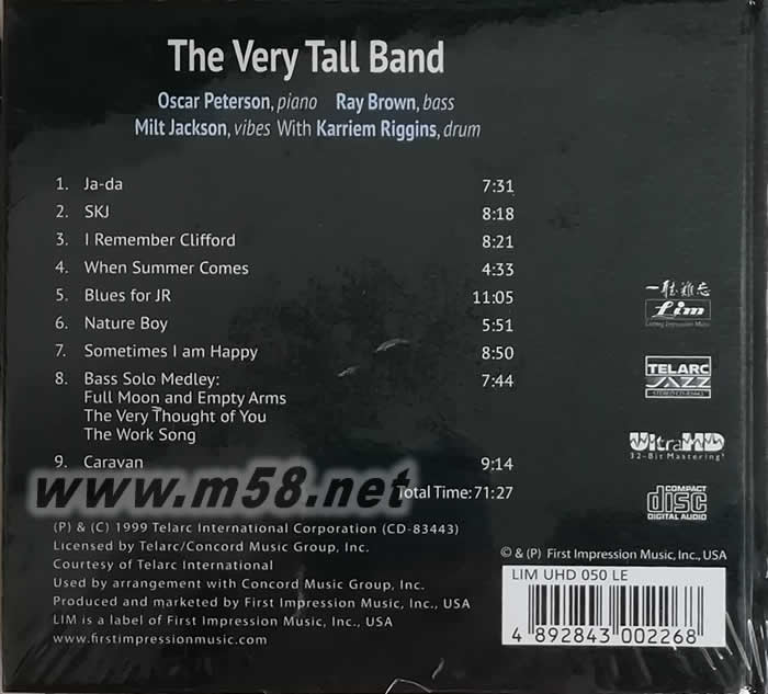THE VERY TALL BAND 最佳拍檔鋼琴、大提琴、小號三重春天 ULTRAHD 限量版專輯背面圖片