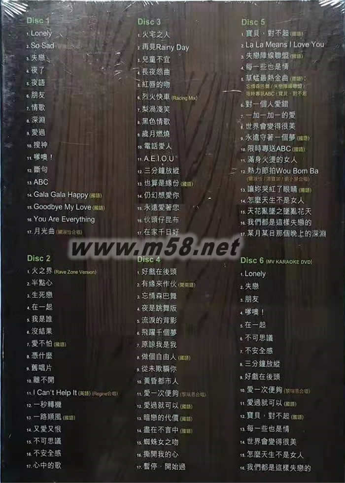 草蜢音樂大全101 (5CD + Karaoke DVD)專輯背面圖片